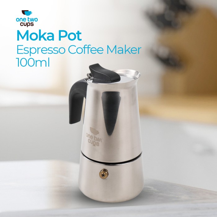 濃縮咖啡機咖啡機摩卡壺茶壺 100 毫升 2 杯不銹鋼