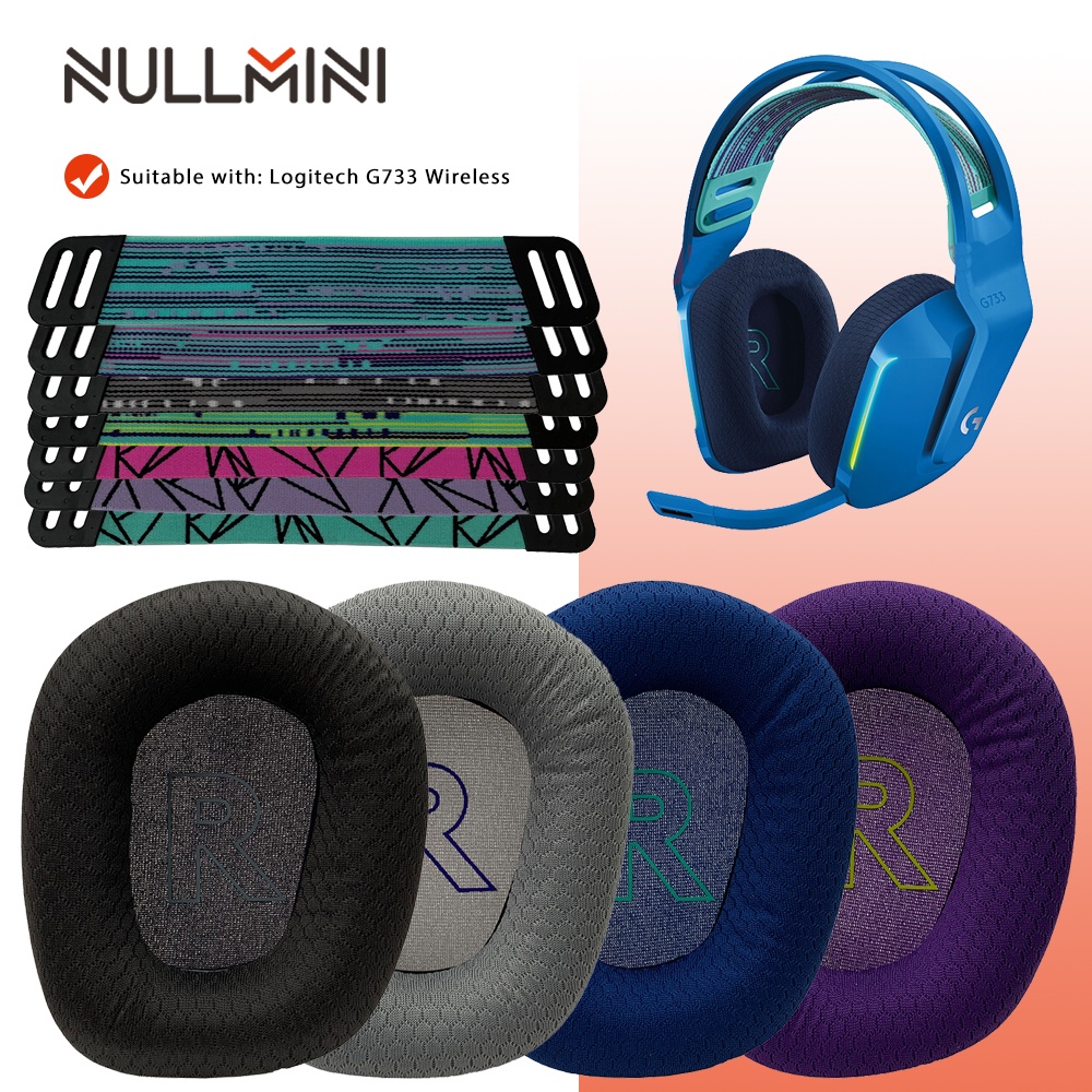 Nullmini 替換耳墊適用於羅技 G733 無線耳機套頭帶耳機耳罩