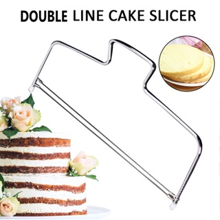 1pc 雙線蛋糕切割切片機可調節不銹鋼絲蛋糕切片機麵包分割器廚房配件蛋糕烘焙工具