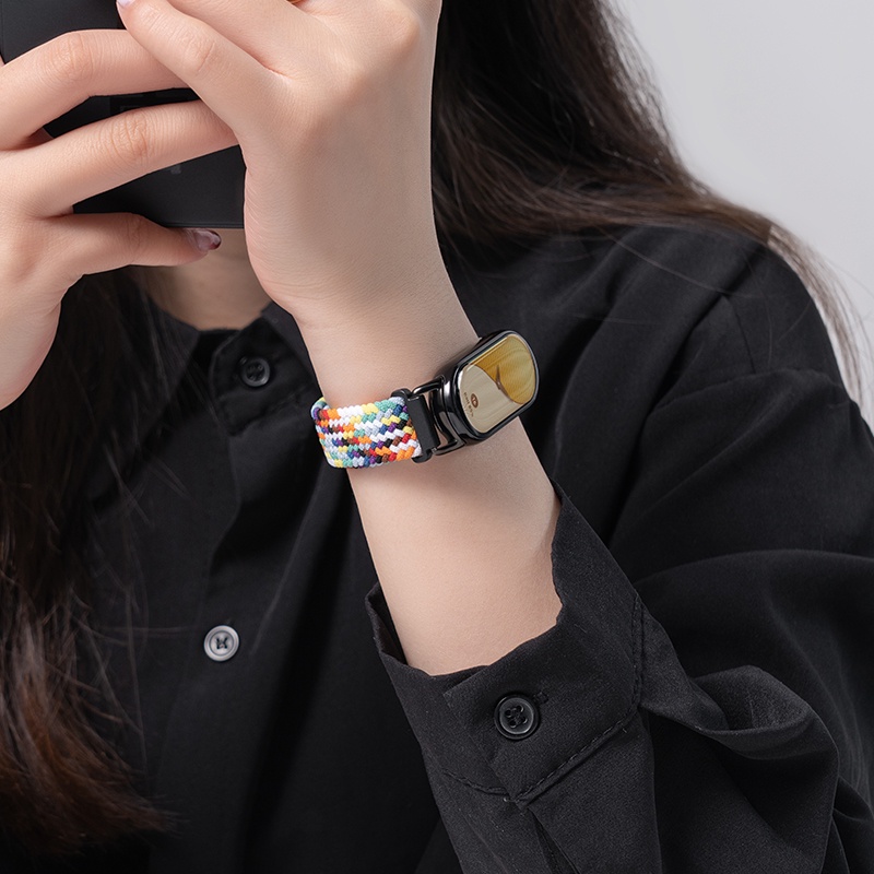 尼龍編織 小米8  適用於 小米手環 8 錶帶 小米手環8Pro 8 7 6 5 4 3 NFC 蘋果同款 替換腕帶