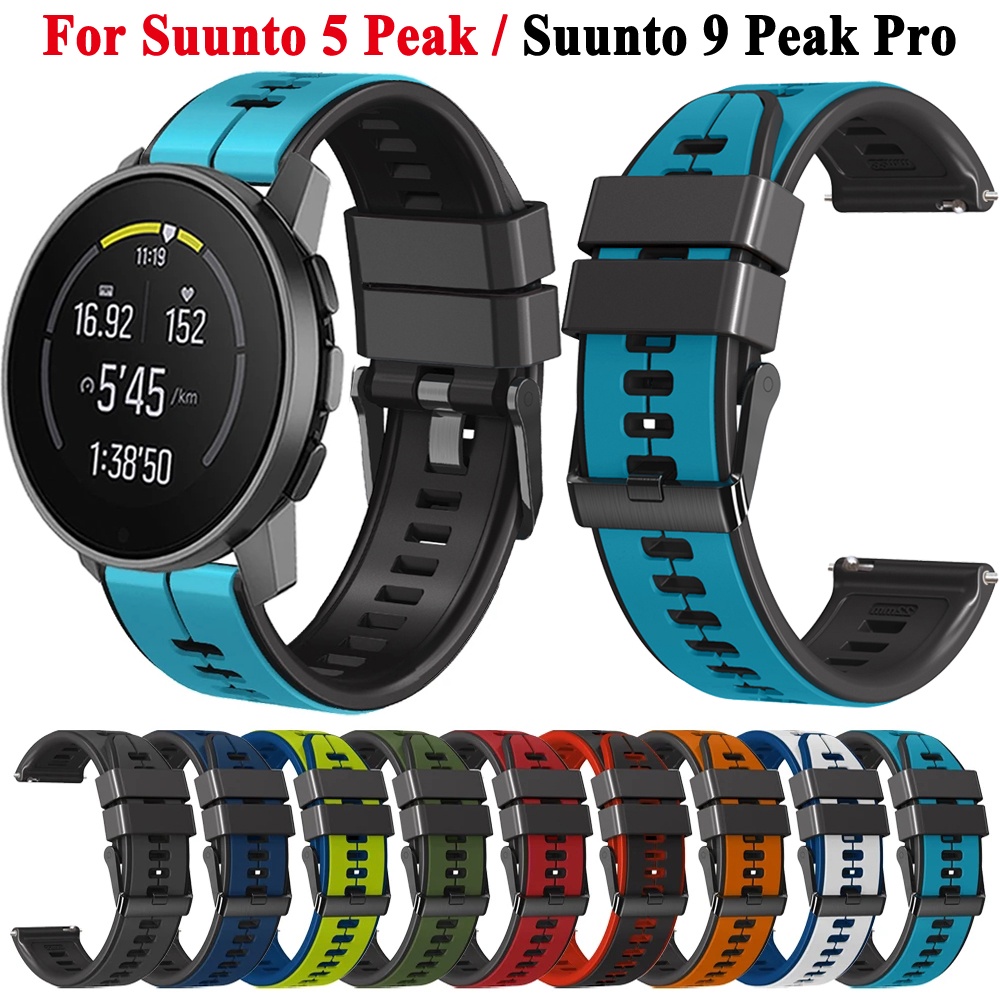 Suunto 9 PEAK Pro 矽膠錶帶手鍊 SUUNTO 5 PEAK 錶帶更換配件的 22 毫米寬錶帶