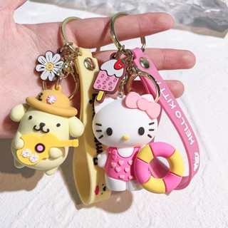 新款鑰匙扣創意卡通三麗鷗-hello Kitty Pochacco Cinnamaroll 娃娃學生揹包掛件嬰兒玩具汽車