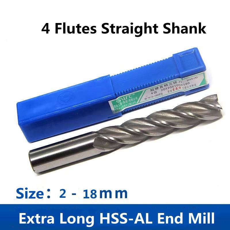 1 件超長 HSS-AL 立銑刀 4 刃直柄 CNC 金屬刀具銑刀鑽頭高精度直徑 2mm 3mm 4mm 6mm 8mm