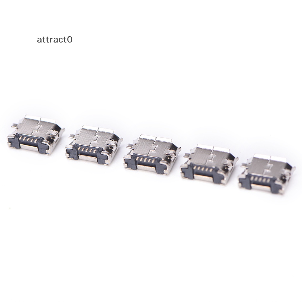 Attact 10pcs Micro USB 5pin B 型母連接器用於連接器 5 針充電插座熱銷 TW
