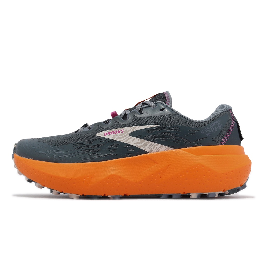 Brooks 越野跑鞋 Caldera 6 火山口系列 灰 橘 覓食限定 戶外 男鞋【ACS】 1103791D042