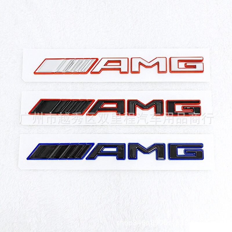 適用新款賓士AMG車標Logo 升級改裝彩色字母車貼 適用Mercedes benz後標尾標 車身標誌徽章