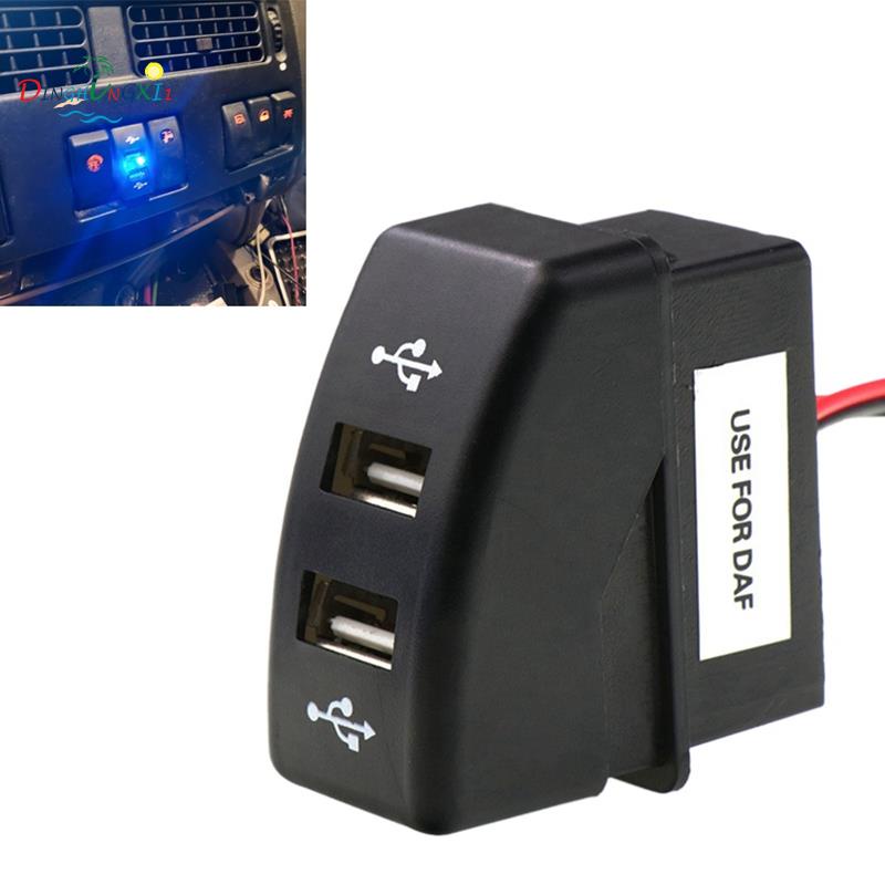 車載雙 USB 充電器 5V 2.1A 車載 USB 電源插座汽車配件適用於 DAF 卡車 DAF 95 XF XF 1
