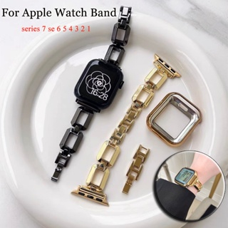 金屬錶帶奢華女士珠寶腕帶錶帶適用於 Apple Watch 49mm45mm42mm 38mm iwatch 系列 8