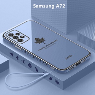 SAMSUNG 外殼三星a72手機殼電鍍楓葉蓋軟tpu手機殼三星galaxy A72