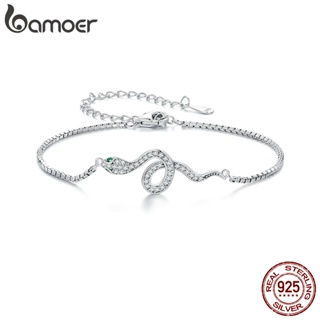 Bamoer 925 純銀精神蛇手鍊 21 厘米可調節蛇元素時尚首飾女士禮物