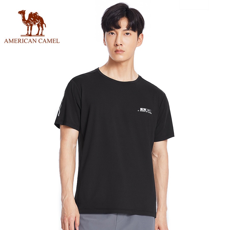 American CAMEL男士夏季寬鬆短袖透氣休閒運動速乾T恤