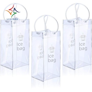 3 件便攜式冰酒袋酒冷藏袋 PVC 酒袋袋帶把手,適用於香檳、冷啤酒、葡萄酒