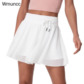 Wmuncc 運動裙褲女式瑜伽短褲防偏高腰網眼健身網球裙