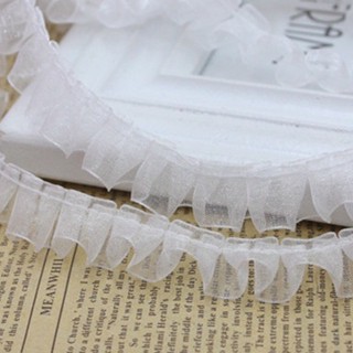 【1m】黑色白色荷葉邊修身蕾絲飾邊絲帶服裝連衣裙工藝用品服裝縫紉配件DIY裝飾JY