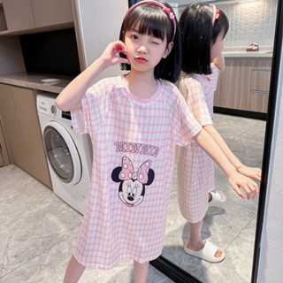105-155CM 兒童冰絲睡衣 中大女童可愛卡通公主睡裙 短袖家居服