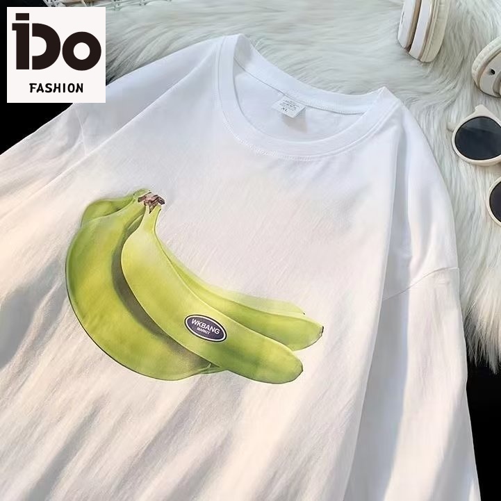 【IDO】新款短袖t恤男夏季韓版潮流簡約短袖上衣港風寬鬆休閒香蕉體恤衫