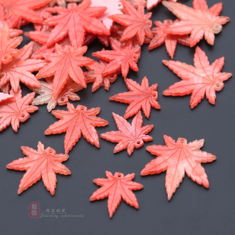 楓葉高品質醋酸材質金粉漸變橙紅樹葉DIY手工古風發簪飾品材料