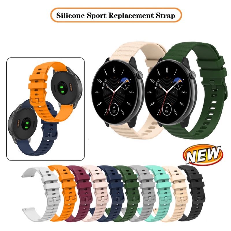 20/22mm運動矽膠錶帶適用於華米Amazfit GTR 4/3/2/mini GTR2 GTR3 42mm 47mm