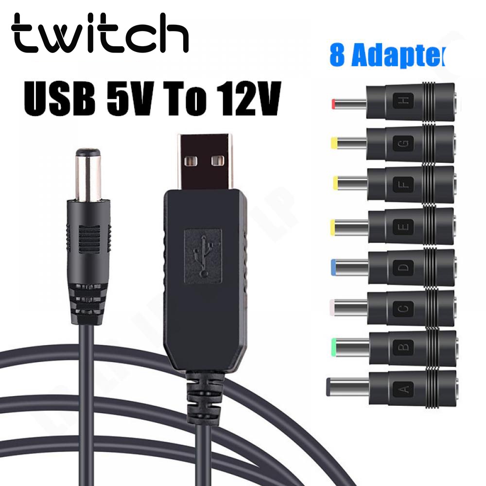 Twitch USB 到 DC 電源升壓電纜 5V 到 12V 升壓轉換器 8 個適配器 USB 到 DC 插孔充電電纜