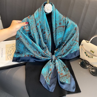 Aibins 100x110cm (43inch) 印花圍巾絲巾女士圍巾手工絲巾方巾 WJ1014-196