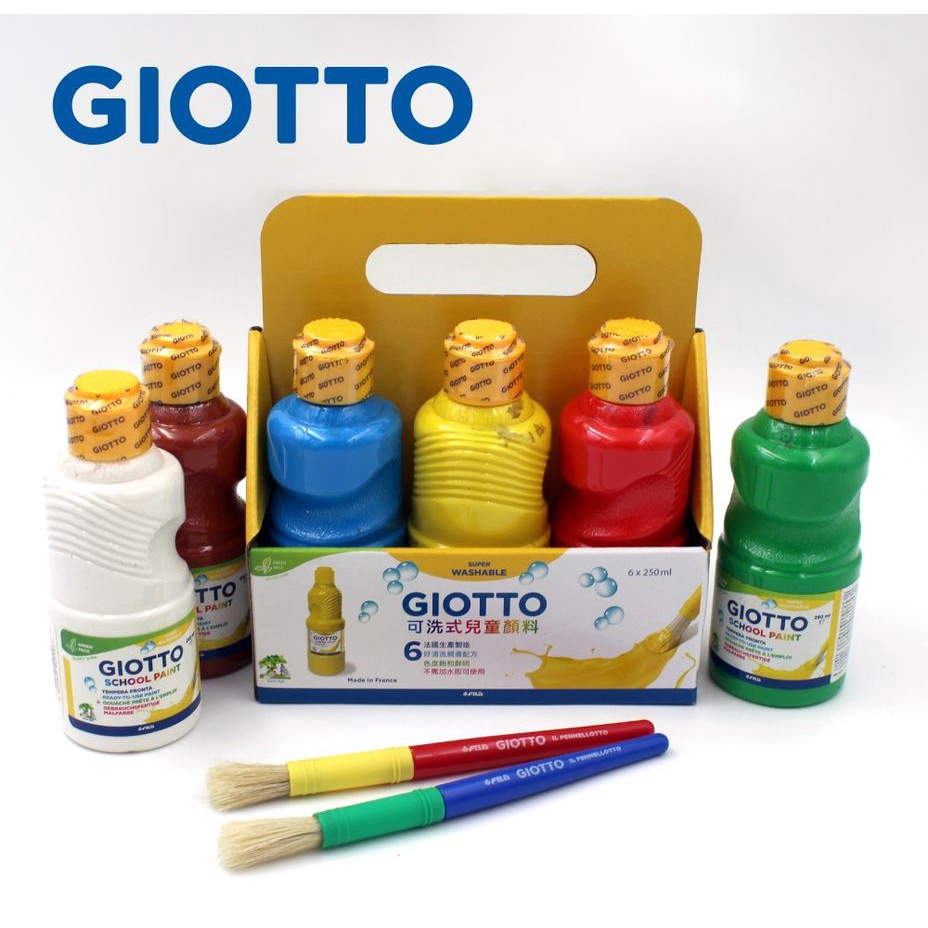 GIOTTO可洗式兒童顏料/ 250mlx6+筆刷 eslite誠品