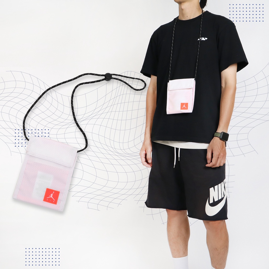 Nike 包包 Jordan 白 橘 掛頸 卡包 休閒小包 多夾層 喬丹【ACS】 JD2123021GS-002