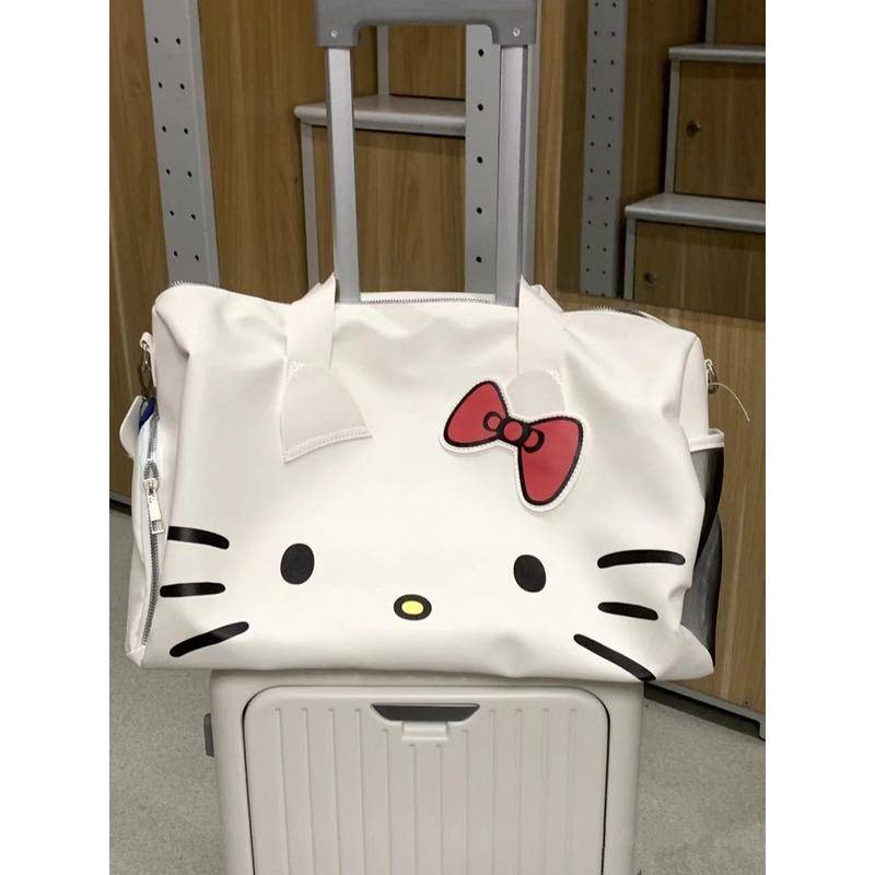 【CuJa箱包】HelloKitty卡通可愛 大包包 單肩 蝴蝶結 凱蒂貓 手提健身包 斜挎旅行包