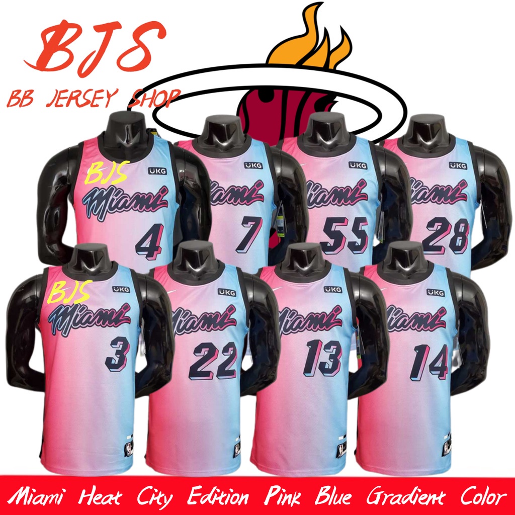 [BJS]邁阿密熱火隊 No.22butler 城市版粉色藍色漸變色球衣籃球球衣