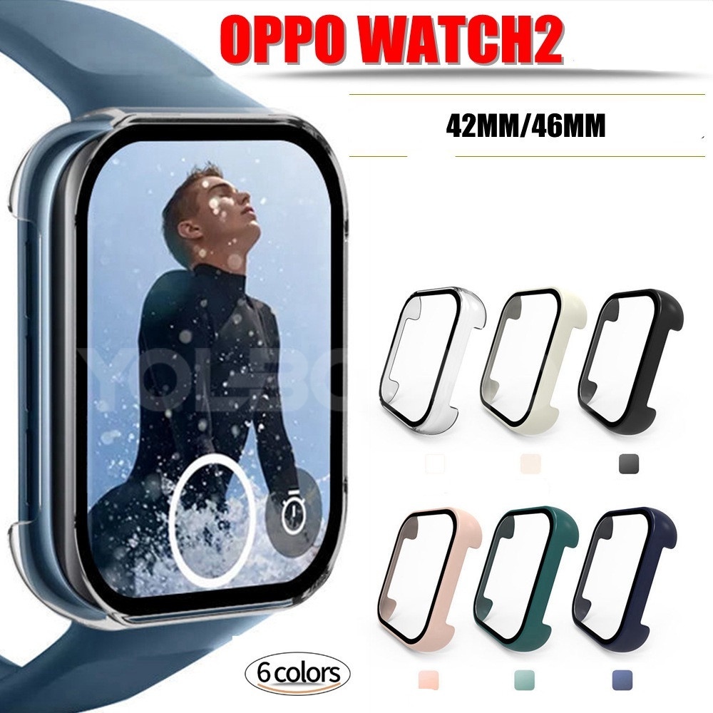 適用OPPO Watch 2 42/46mm 保護殼 9D強化玻璃+PC硬殼一件式防摔保護套
