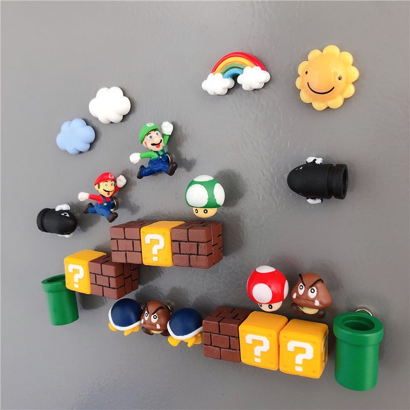馬力歐 瑪利歐 冰箱貼 磁吸貼  冰箱磁鐵經典造景超級馬里奧兄弟Mario子彈蘑菇烏龜牆井手辦公仔