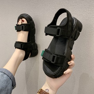【HOSS】羅馬涼鞋女 新款 ins潮流網紅百搭 魔鬼氈運動老爹鞋 流行休閒 鬆糕 厚底露趾沙灘鞋