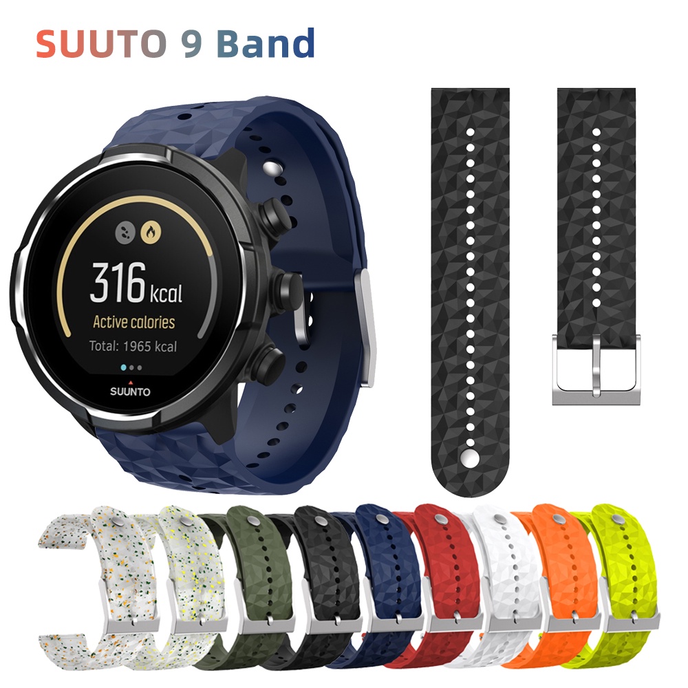 適用於 SUUNTO 9 錶帶智能手錶 24 毫米腕帶手鍊 Correa 配件的運動矽膠錶帶