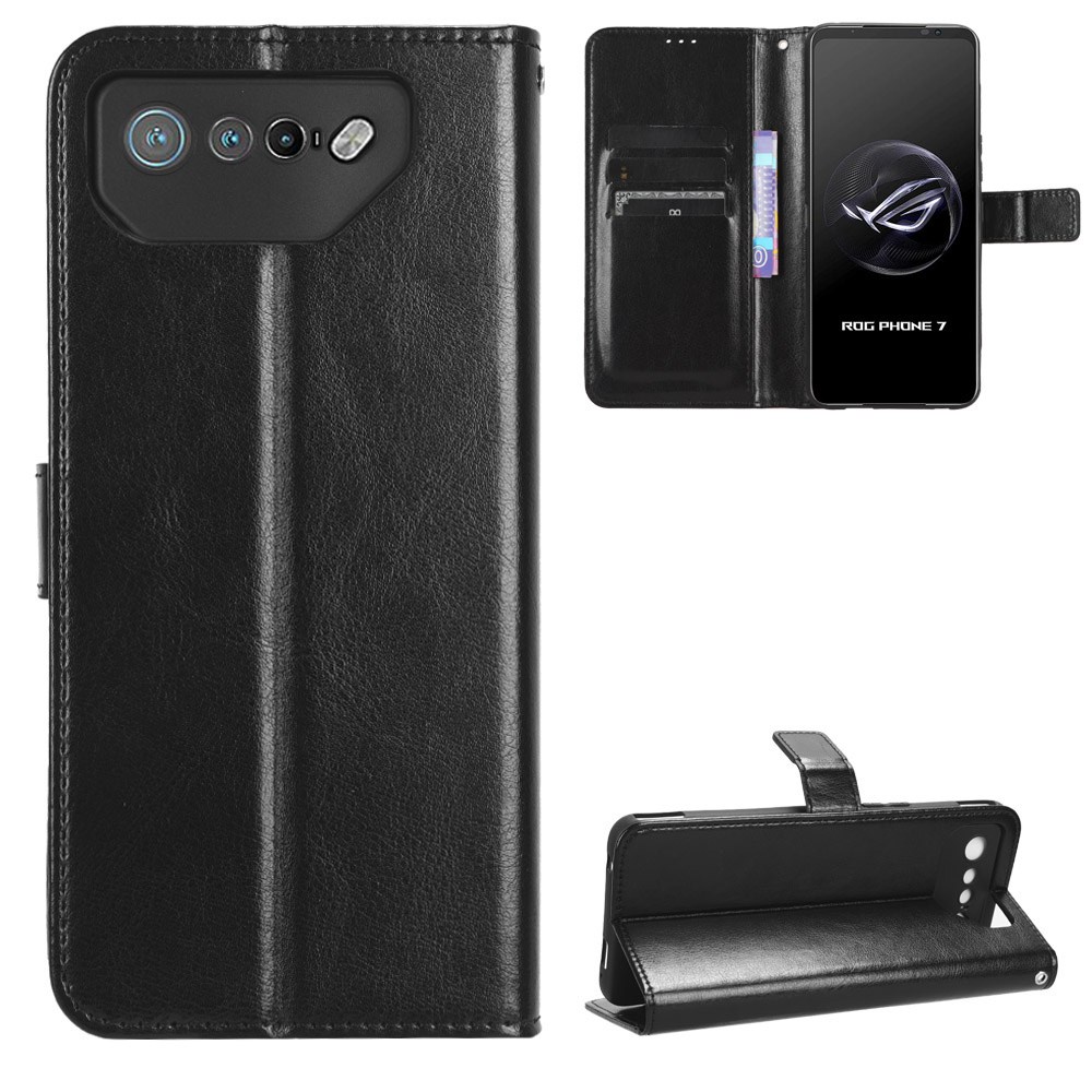 瘋馬紋 華碩 ASUS ROG Phone 7 Pro 5G 手機殼 ROG7 Ultimate 掀蓋 保護殼 掛繩 翻