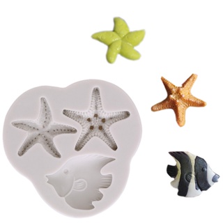 可愛的三維海洋動物蛋糕模具軟糖巧克力矽膠模具-美人魚蟹海馬海星章魚海螺殼熱帶魚-廚房烘焙工具(wljq0520)