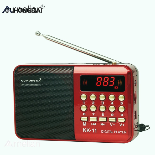Arnelian K11 FM 可充電迷你便攜式收音機手持數字調頻 USB TF MP3 播放器揚聲器