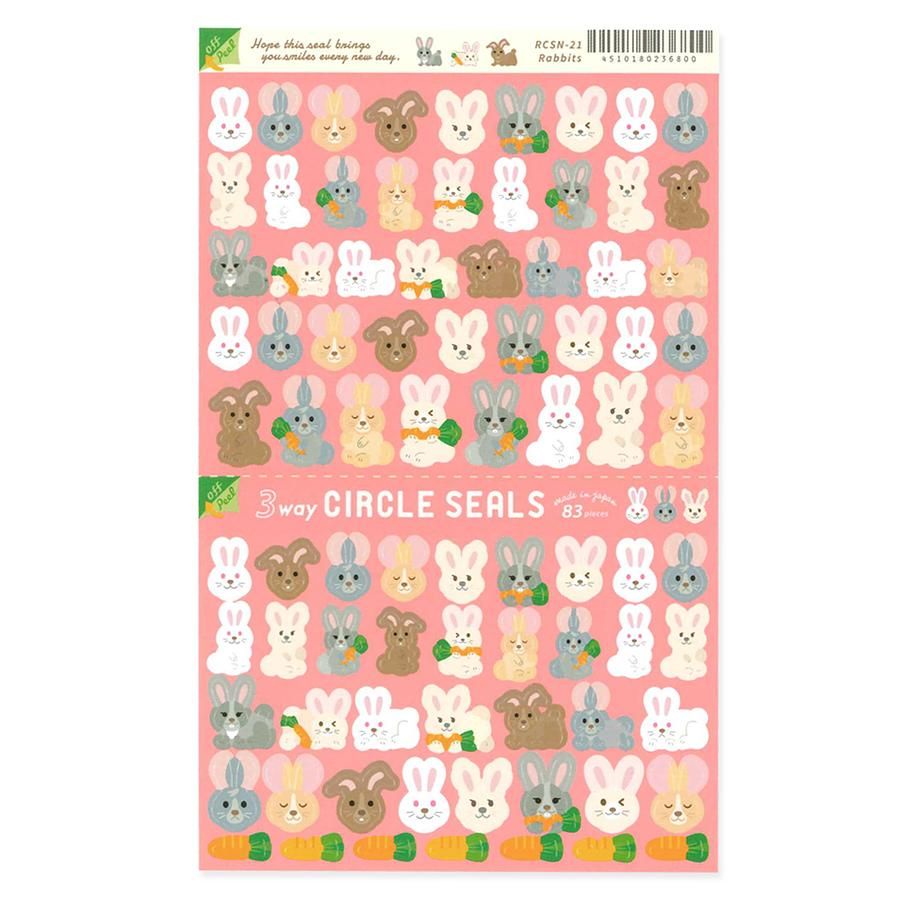日本 RYU-RYU 造型貼紙/ 3Ways Circle/ 兔子 eslite誠品