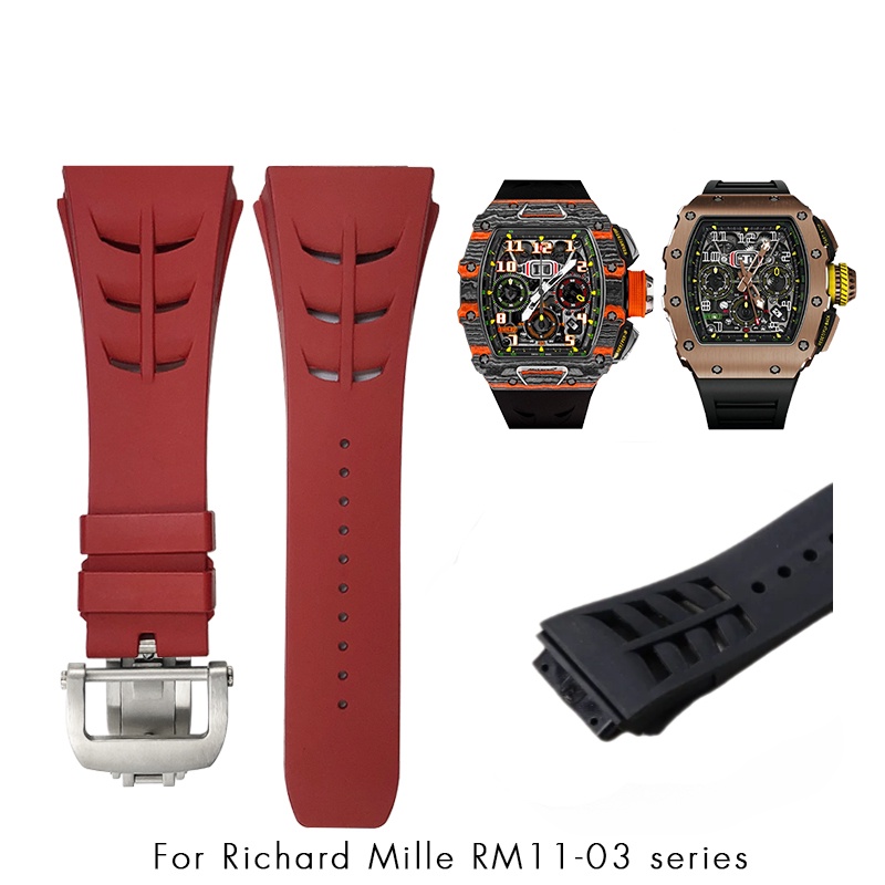25*20mm 橡膠錶帶適合 Richard Mille RM11-03M  理查德米勒錶帶折疊扣