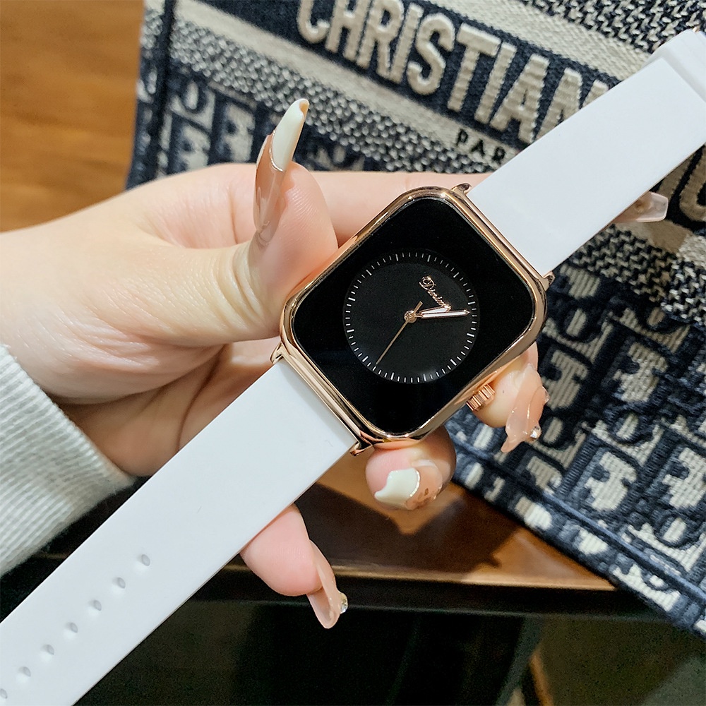 DIMINI  77082 時尚矽膠帶手錶氣質個性方形石英錶情侶表女士手錶(送精美表盒）