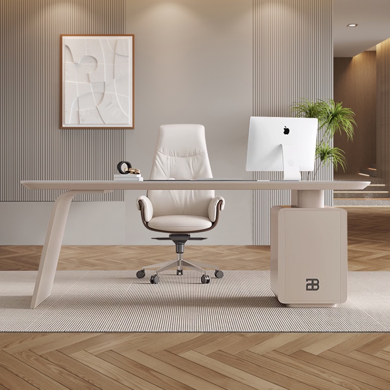 【熊貓傢具】輕奢岩板書桌現代簡約家用書房書桌椅組合高端設計師款老闆辦公桌