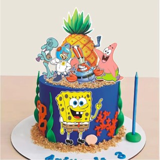 海綿寶寶蛋糕裝飾紙外掛生日裝飾派對裝飾