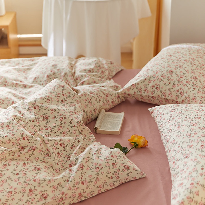 ins｜法式溫柔~小玫瑰床包組 乾燥玫瑰花床單 寢具 床品 小碎花 浪漫床品 棉質透氣