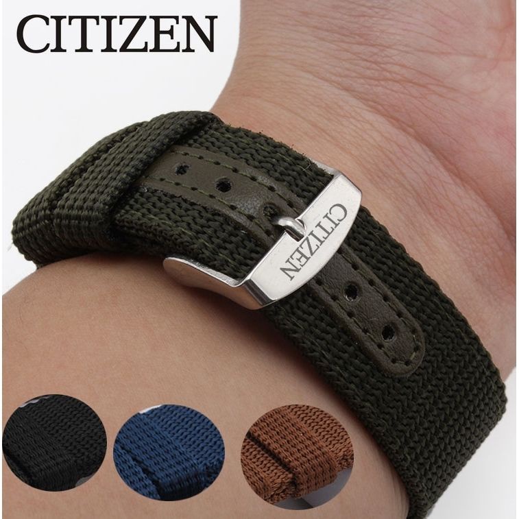 CITIZEN西鐵城手錶帶男光動能 手錶配件藍天使20mm 22mm 23mm尼龍帆布