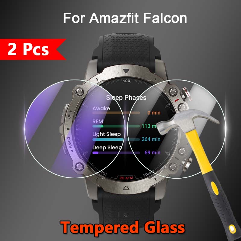【2片裝】適用於华米Amazfit Falcon智慧手錶2.5D高清透明防刮全屏覆蓋貼膜防紫光護眼9H鑽石鋼化玻璃保護膜