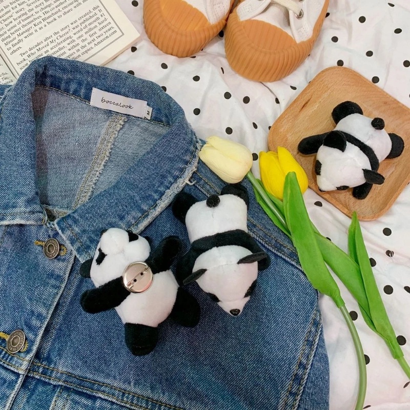 新款小熊貓胸針毛絨玩具熊貓熊貓卡通公仔胸針配飾書包服裝配飾生日禮物