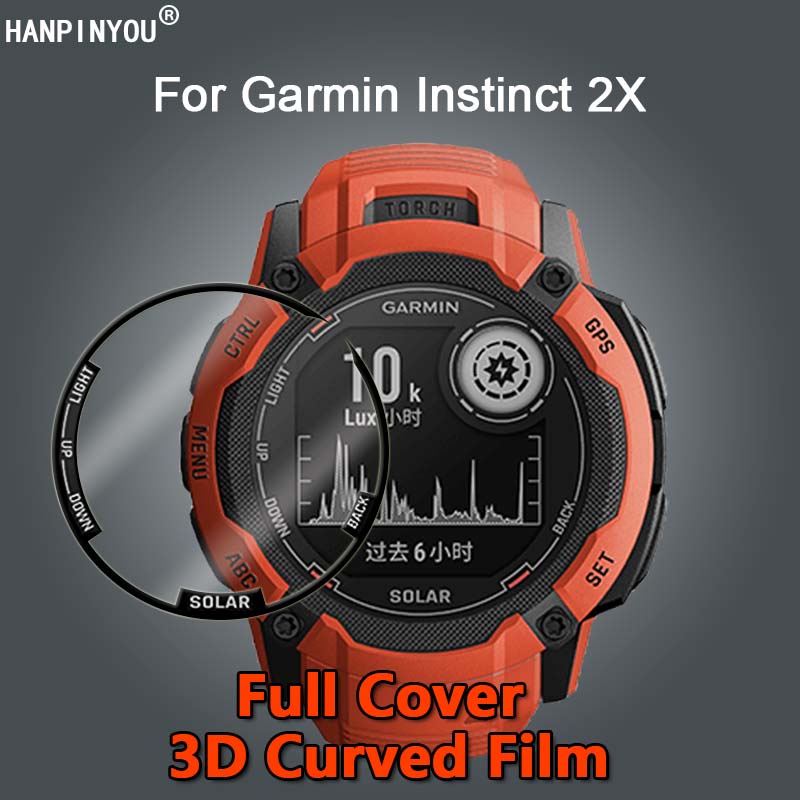 適用於 Garmin Instinct 2X 智能手錶錶帶全覆蓋高清透明電鍍軟 PET PMMA 薄膜 3D 曲面屏幕保