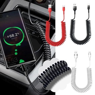 彈簧拉式快速充電線/66w 5A USB C 型可伸縮伸縮充電線/車載 USB C 充電線適用於 Android 手機配