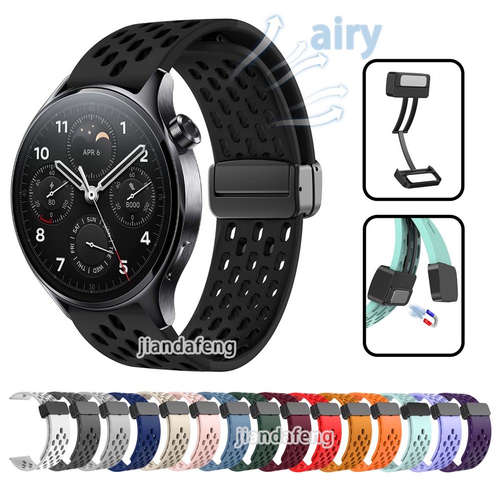 XIAOMI 孔通風錶帶 D 扣運動磁帶軟矽膠錶帶適用於小米手錶 S1 S1 Pro 智能手錶錶帶