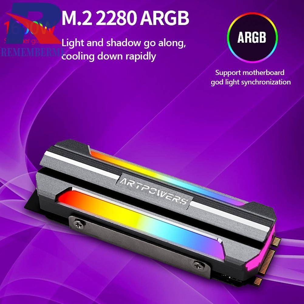 M.2固態硬碟SSD 2280散熱器 ARGB幻彩M2全鋁散熱 nvme薄片馬甲盔甲