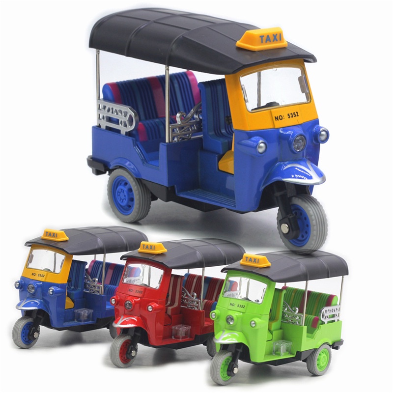🌈大款合金泰國三輪車模型，巴士回力車模擺件玩具！