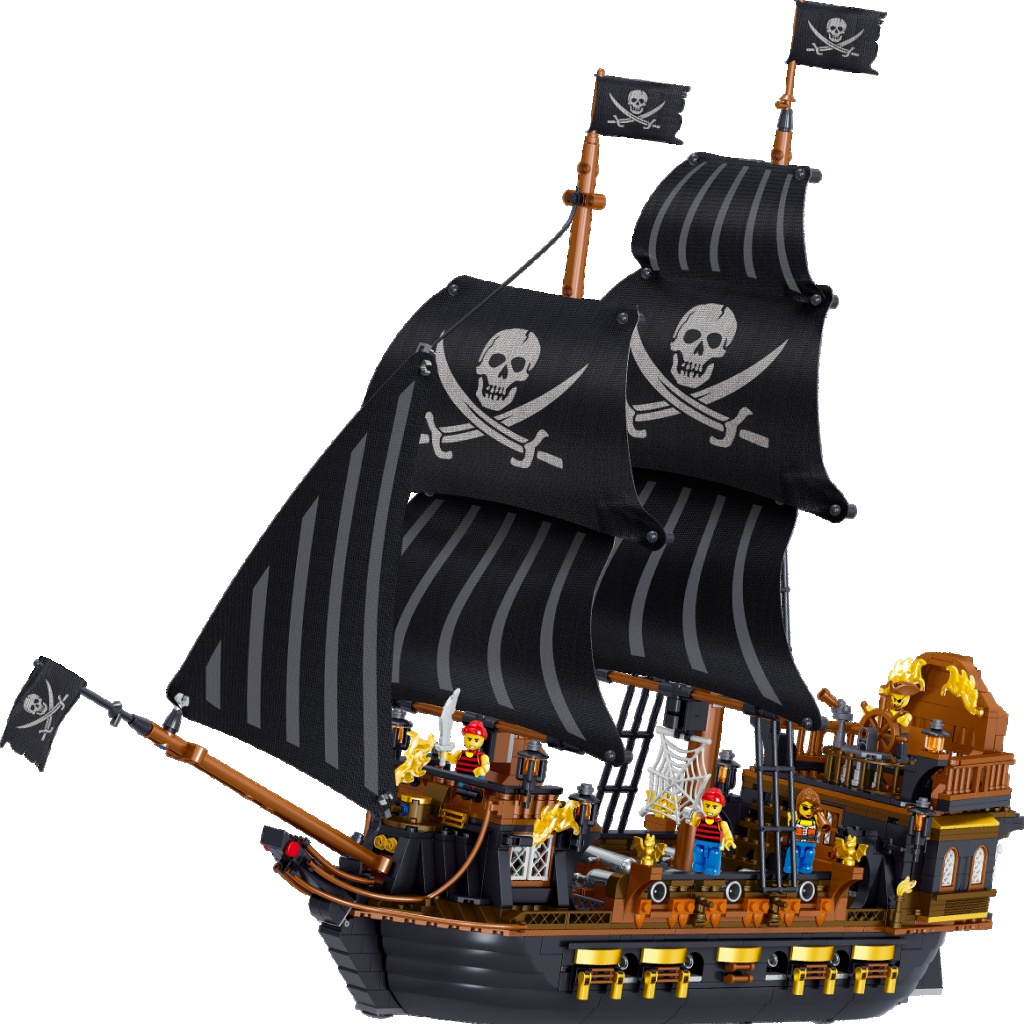 正版哲高積木 兼容LEGO 積木 QL1804海盜船系列黑鷹號 袋裝包裝